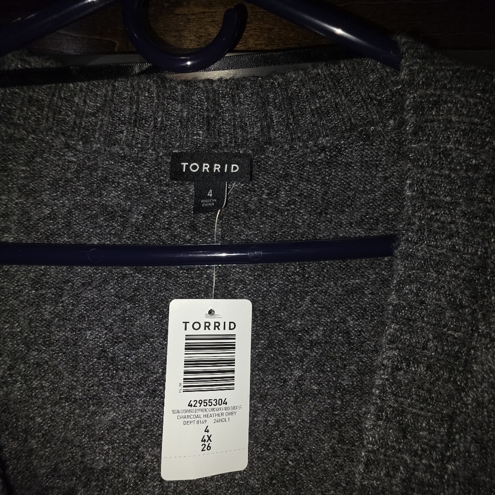 Torrid Charcoal Embellished Cardigan New With Tags - Picture 10 of 10